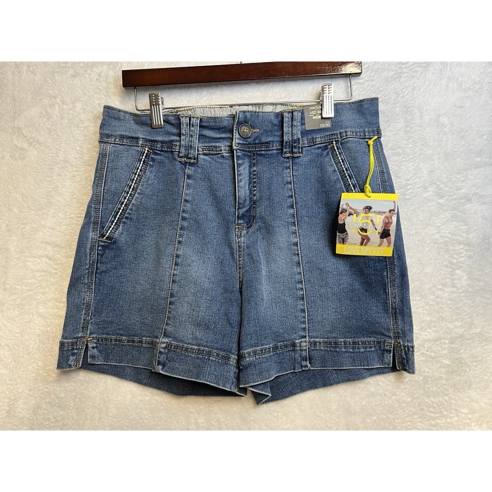 One 5 One Womens Denim Shorts Size 10/30 Medium Stonewash Stretch NWT